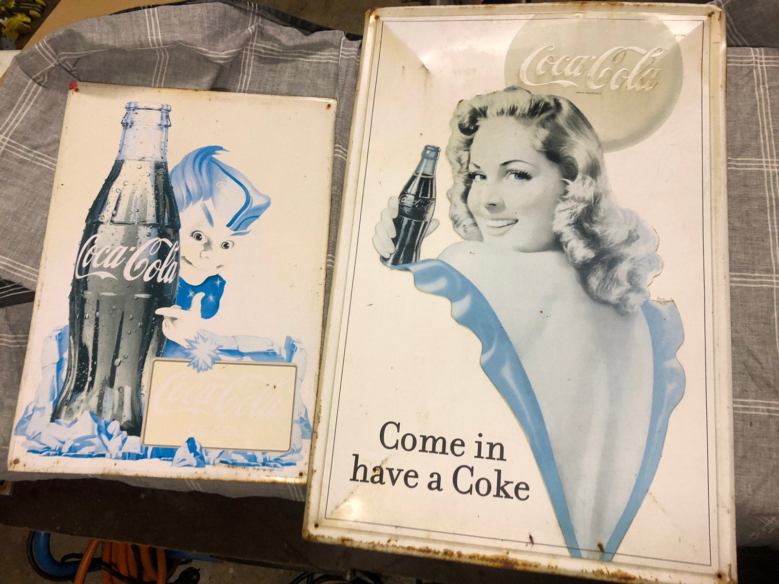 Reclameborden Coca Cola blik, Ophalen of Verzenden, Gebruikt, Reclamebord