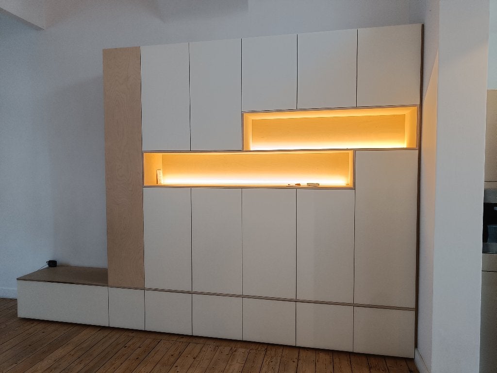 Maatkast berken multiplex, Maison & Meubles, Neuf, 250 à 300 cm, Avec porte(s), Enlèvement