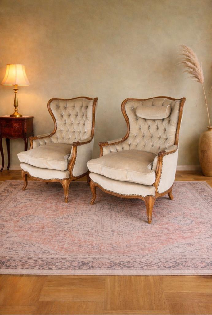 Zetel vintage barok dons mohair velours sofa, Ophalen, Zo goed als nieuw
