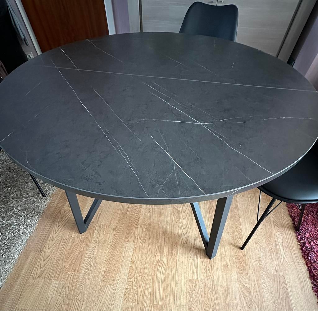 Eettafel met bijpassende stoelen, Ophalen, Overige materialen, 100 tot 150 cm, Rond