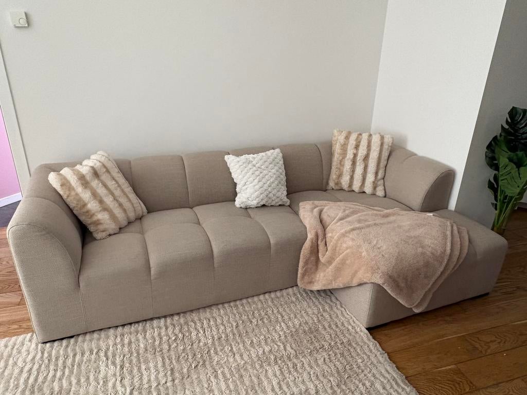 ALLESE JYSK  Zitbank ALLESE chaise longue rechts beige stof, Ophalen, Zo goed als nieuw, Stof