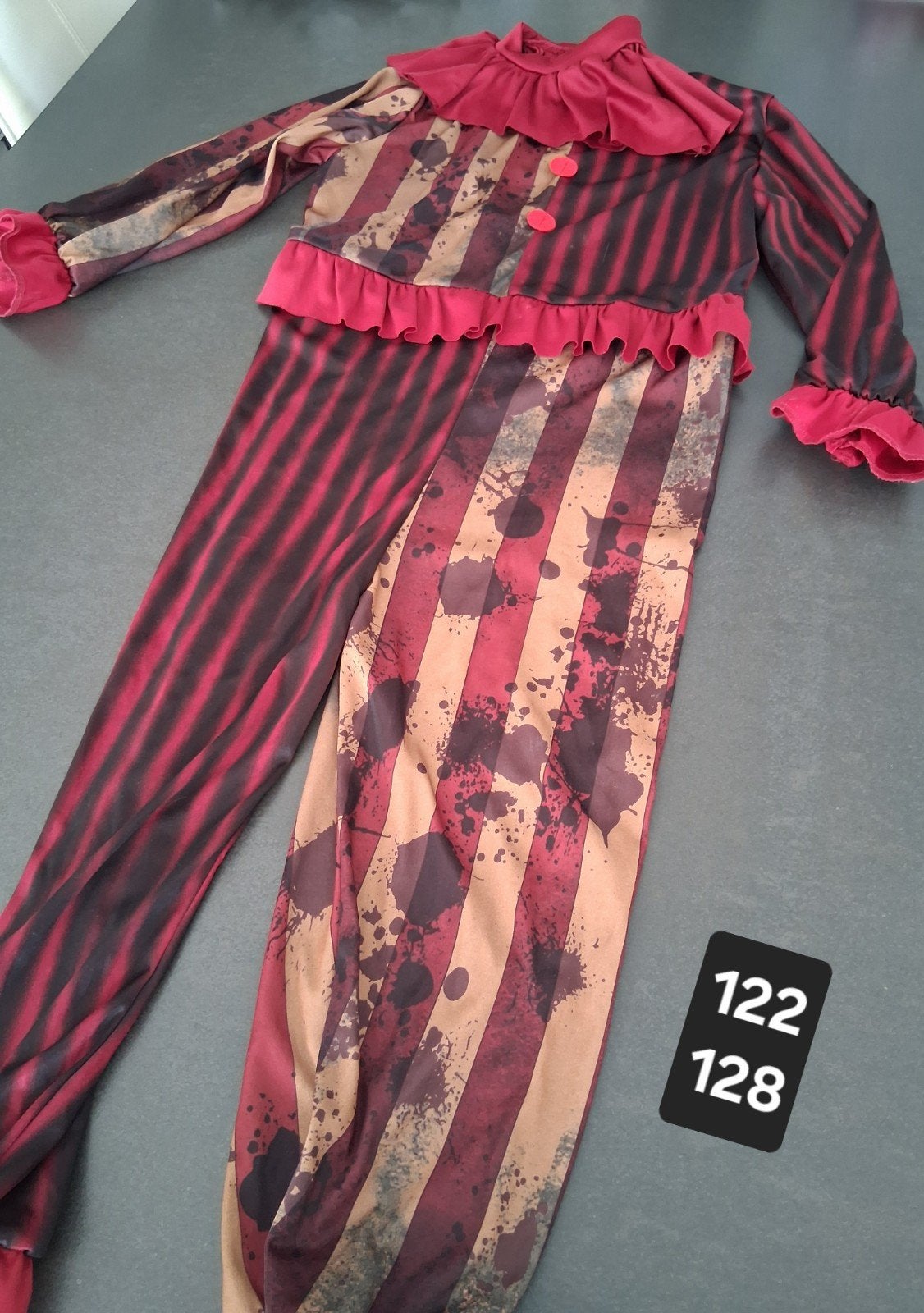 Verkleedkledij pak halloween clown maat 122 128, Kinderen en Baby's, Ophalen of Verzenden