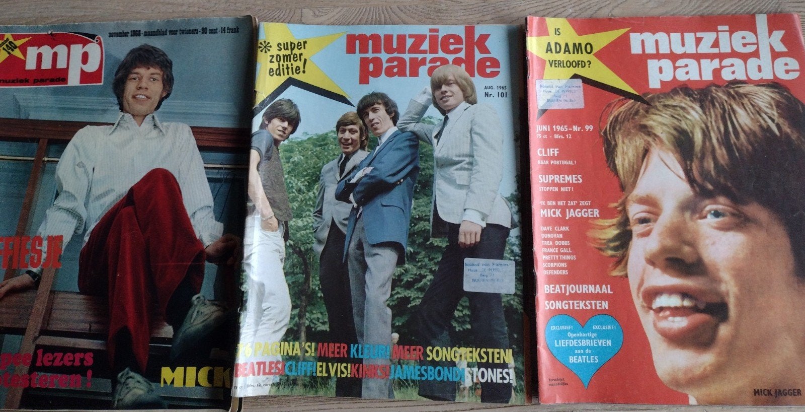 LOT: 3 MUZIEK PARADE 1965-68 ROLLING STONES-BEATLES-KINKS, Verzamelen, Ophalen of Verzenden, 1960 tot 1980, Tijdschrift