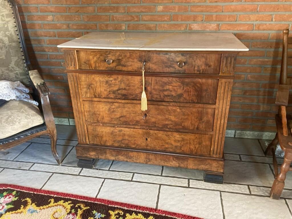 Prachtige vintage commode met marmeren blad, Antiek en Kunst, Ophalen