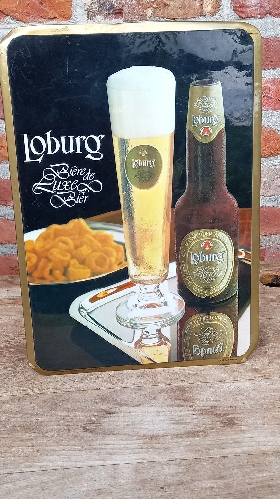 vintage metalen reclamebord Loburg geplastificeerd, Ophalen of Verzenden, Zo goed als nieuw, Reclamebord
