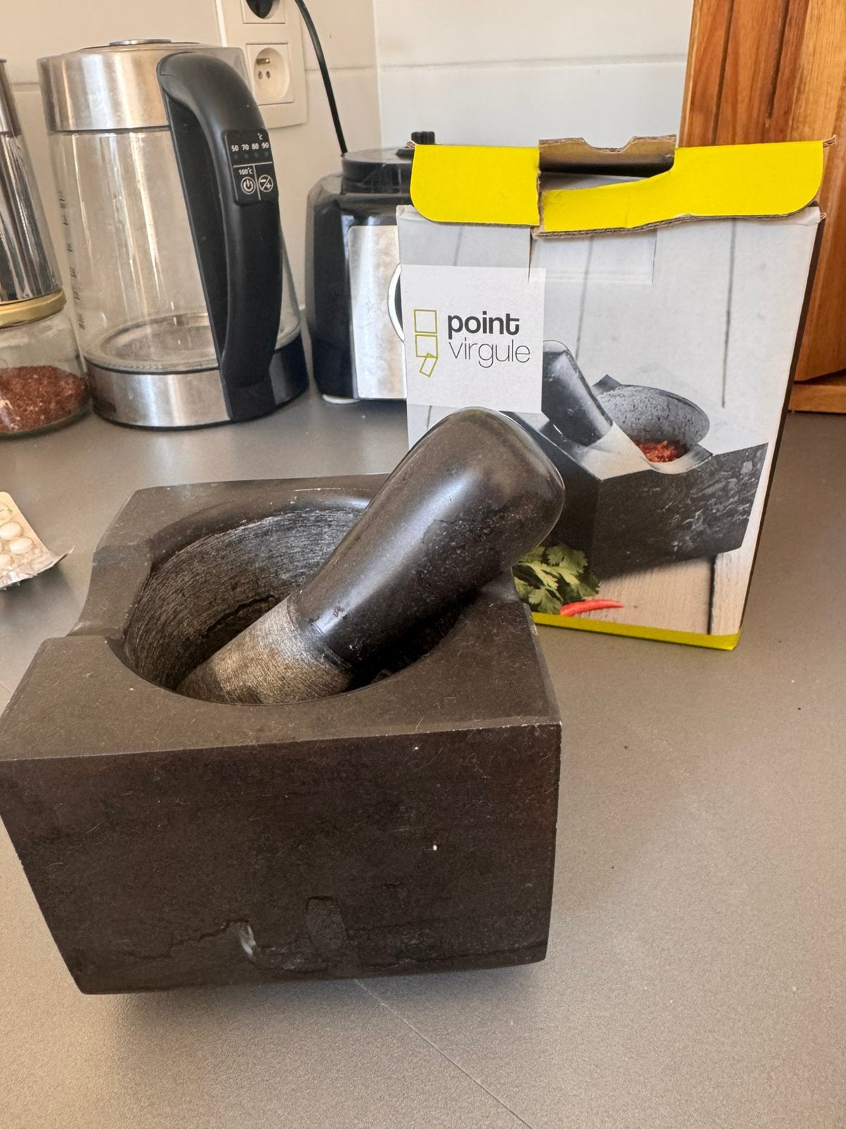 Marmeren vijzel en stamper, Ophalen of Verzenden