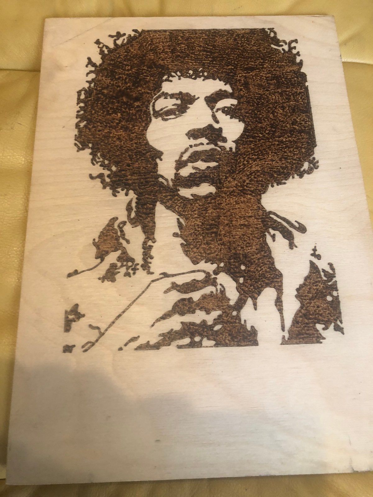 Pyrografie portret Jimi Hendrix, Ophalen of Verzenden
