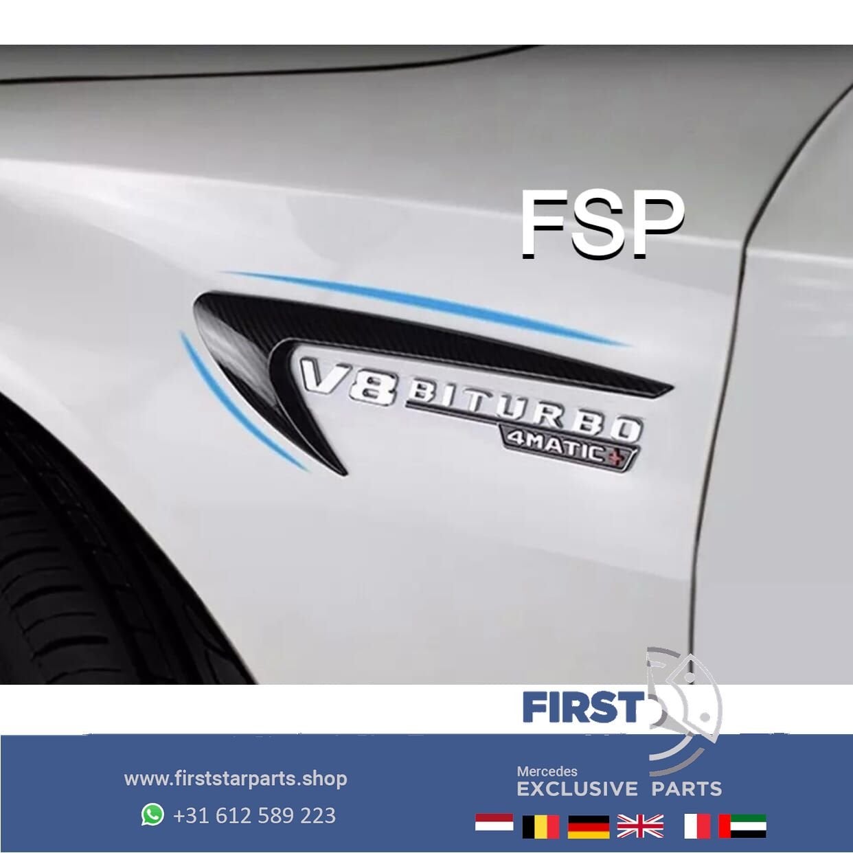 AERO AMG ZIJSCHERM LOGO SET ZWART Mercedes AMG EMBLEMEN LINK, Utilisé, -, Avant, -