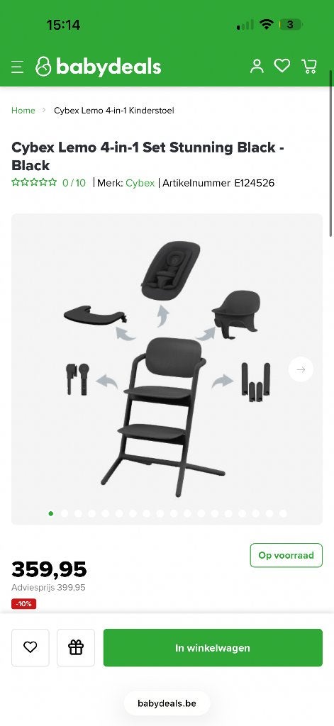 Cybex lemo 4 in 1, Ophalen, Nieuw, Meegroeistoel, Gordel(s)