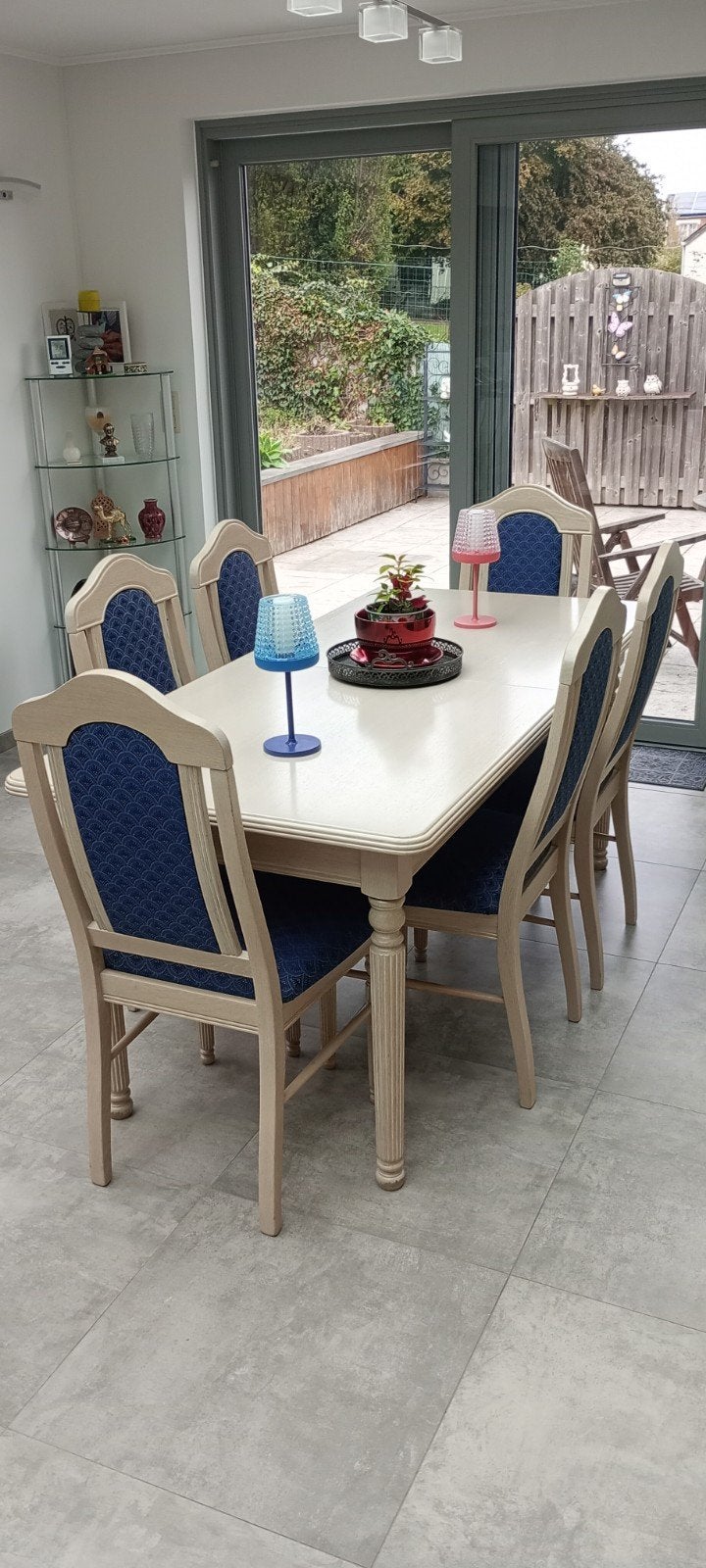 Table avec allonges + 6 chaises, Maison & Meubles, Enlèvement, Utilisé, Chêne