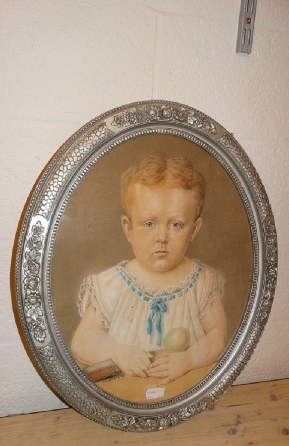 F.J. Becker 1889 dessin d'un garçon, Antiquités & Art, Enlèvement, Dessin, Signé