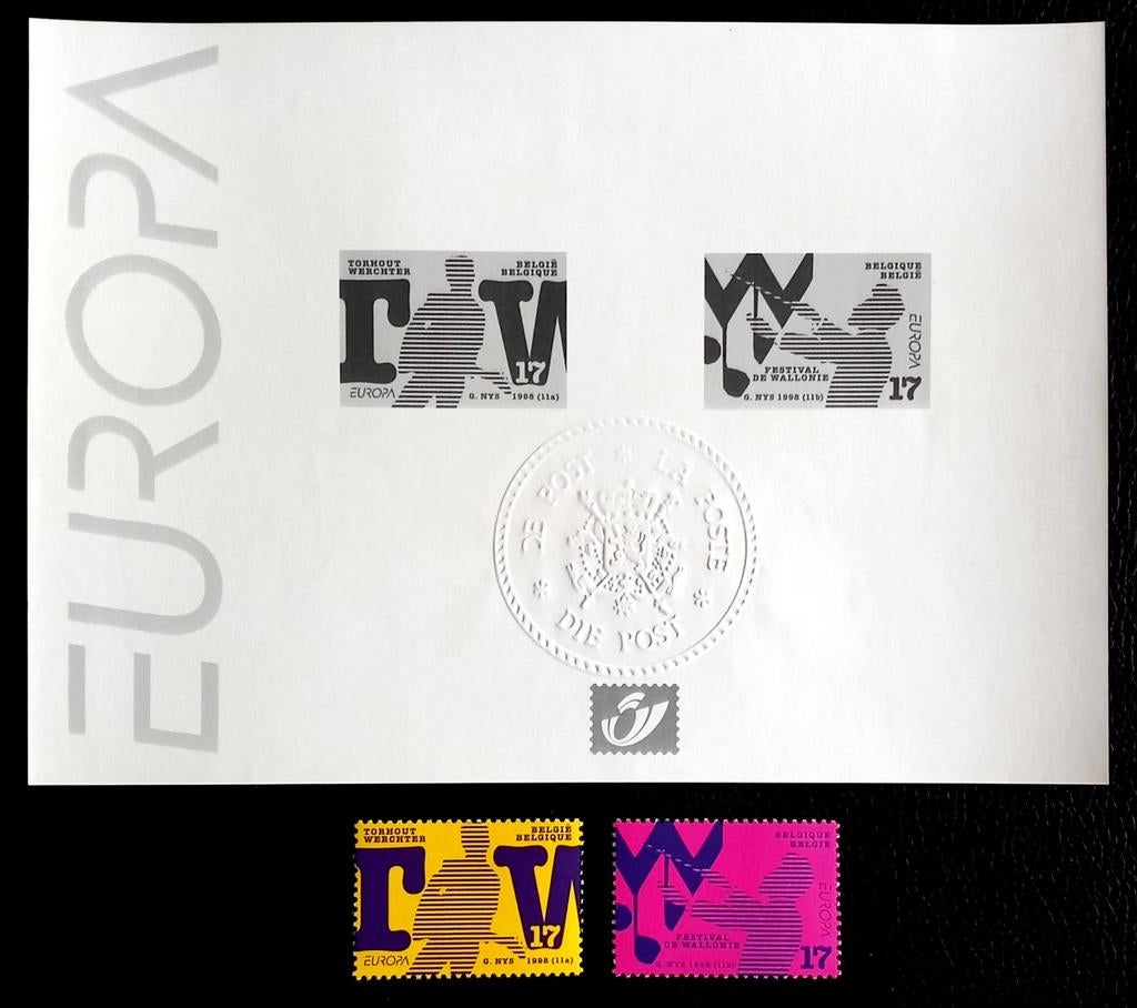 1998 EUROPA - Zwart-wit vel + MNH-stempels **, Postzegels en Munten, Postzegels | Europa | België, Verzenden, Orginele gom, Postfris