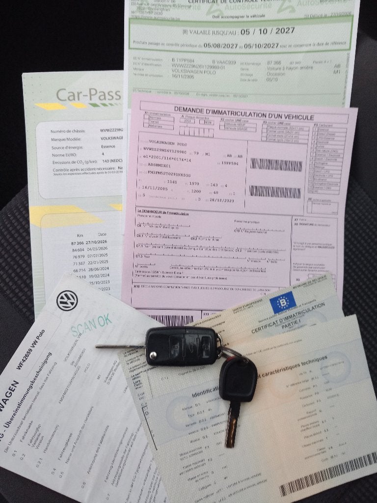 Polo 1,2i.airco.2006. 87km.Euro-4.Prêt à être immatriculé..., Autos, Argent ou Gris, Achat, Boîte manuelle, 5 places