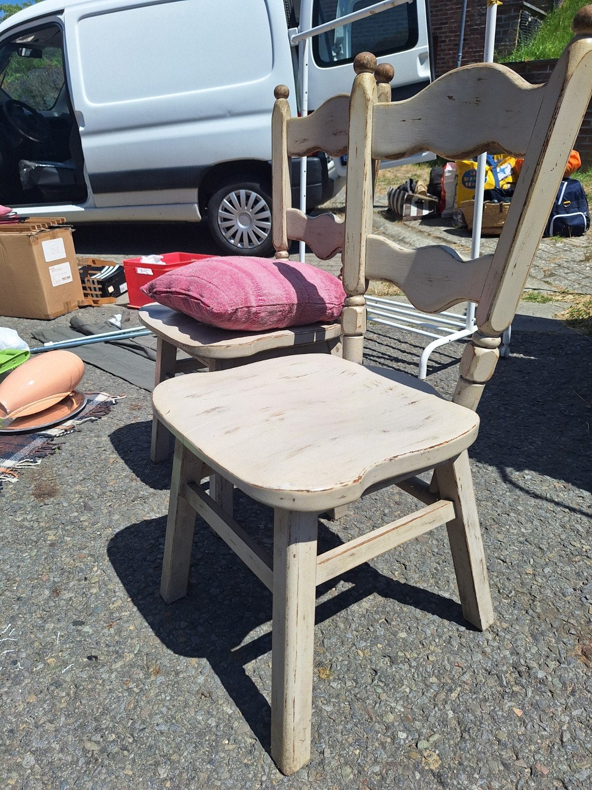 4 Chaises bois rustiques, Enlèvement, Bois