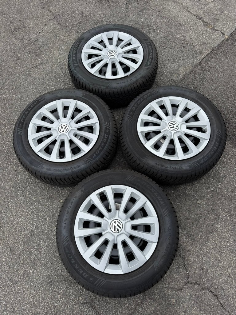 VW 4 215 60 16 Dunlop 8mm velgen en banden, Ophalen, 16 inch, Banden en Velgen, Winterbanden