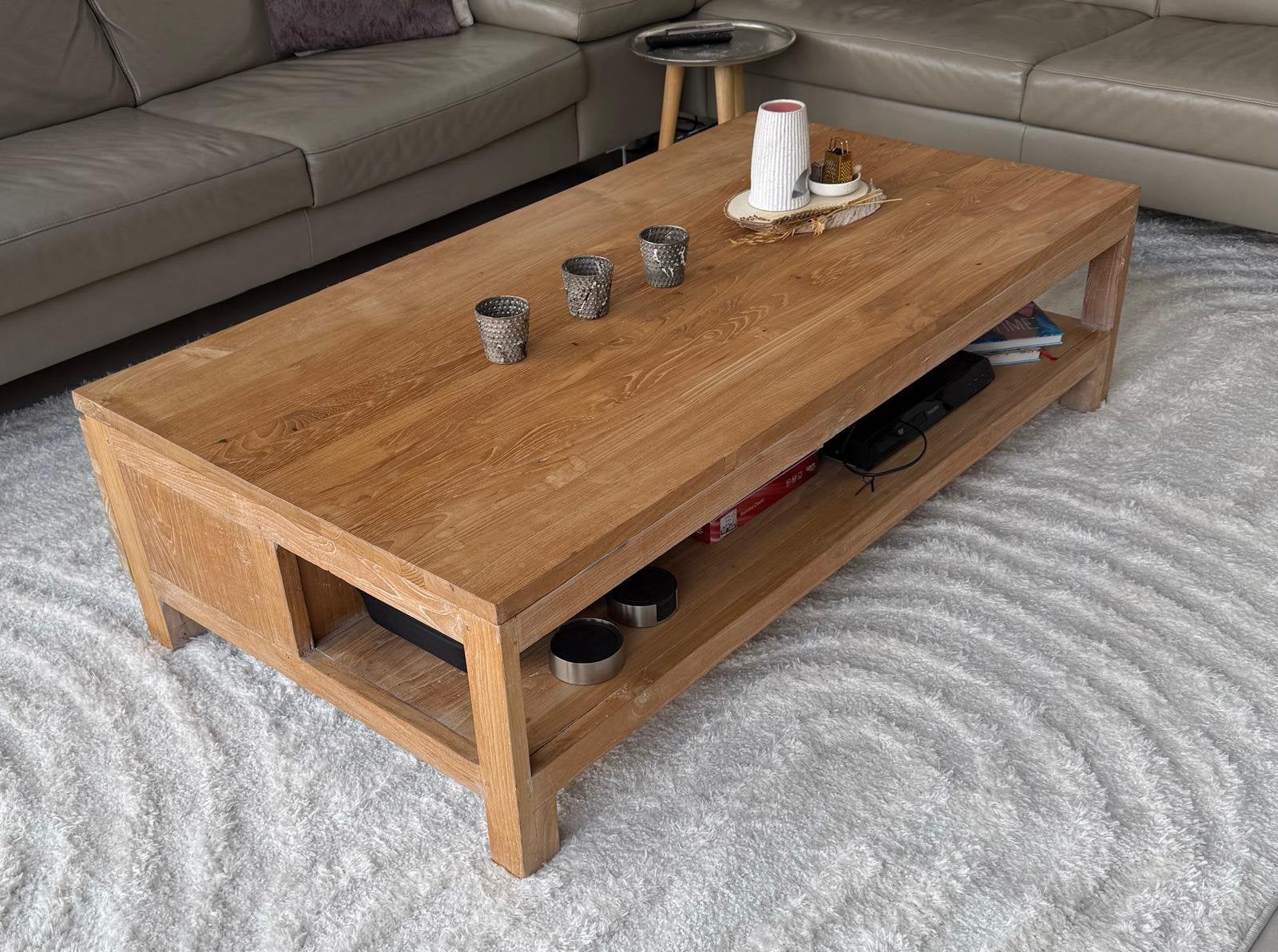 Teak houten (massieve) salontafel, Ophalen, Zo goed als nieuw