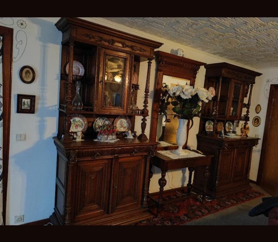 HENRY II EETKAMER, 2 kasten/tafel/6stoelen/spiegel/wandtafel, Ophalen