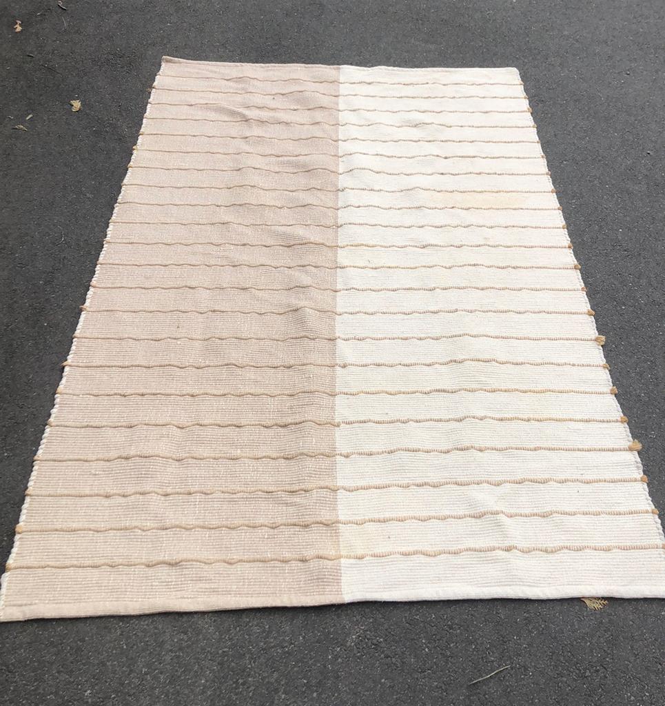 Beige wasbaar katoenen 88% vloerkleed / jute 12%