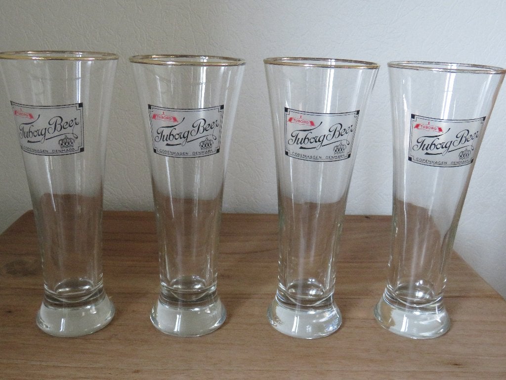 4 bierglazen tuborg beer, Ophalen, Zo goed als nieuw
