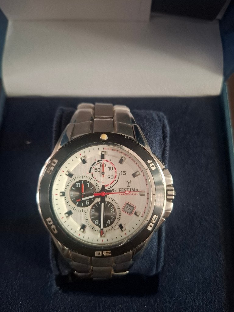 Festina horloge, Handtassen en Accessoires, Staal, Staal, Polshorloge, Zo goed als nieuw