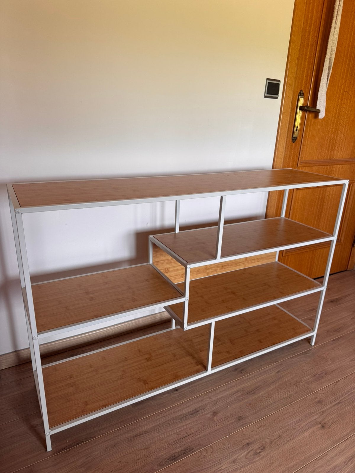 Wit-ijzer rekje met houten planken, Huis en Inrichting, Ophalen, Zo goed als nieuw