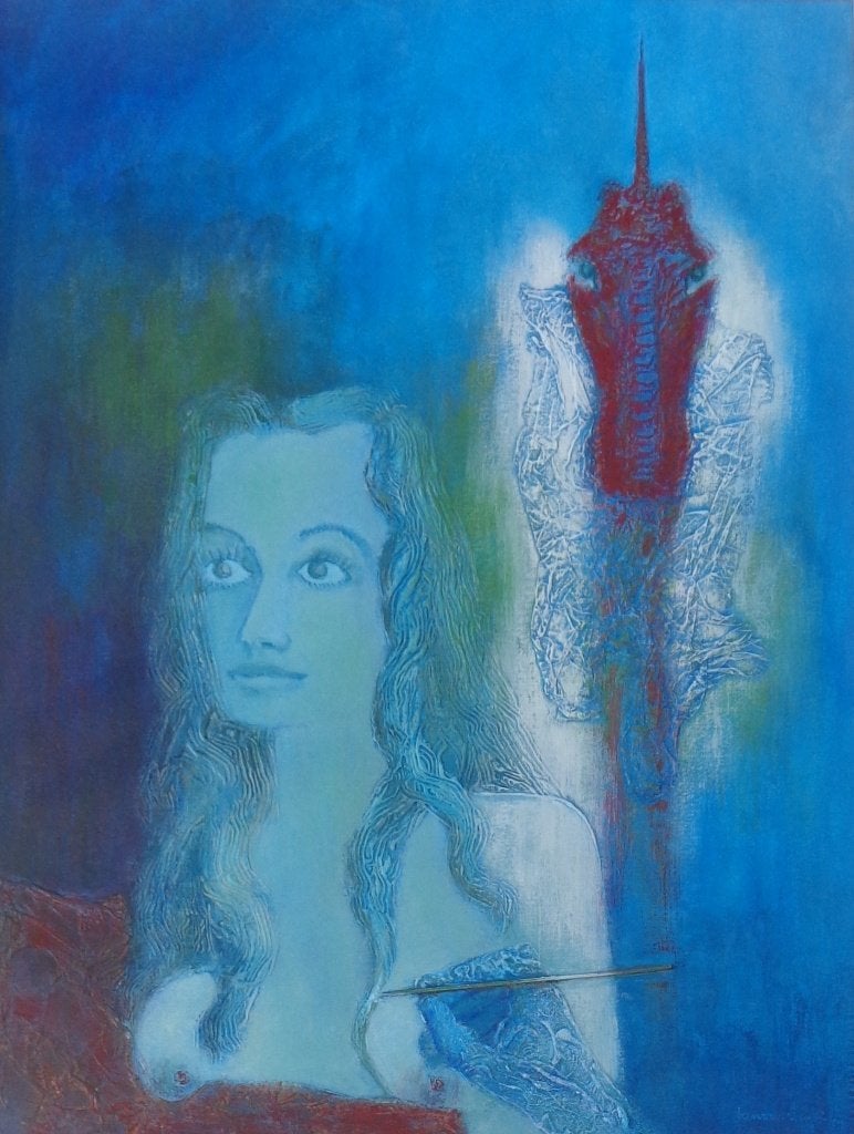 JAN VAERTEN / NAAR HET LEVEN / ORIGINEEL WERK 91x71cm KADER, Antiquités & Art, Art | Peinture | Moderne, Enlèvement, Verre, Signé