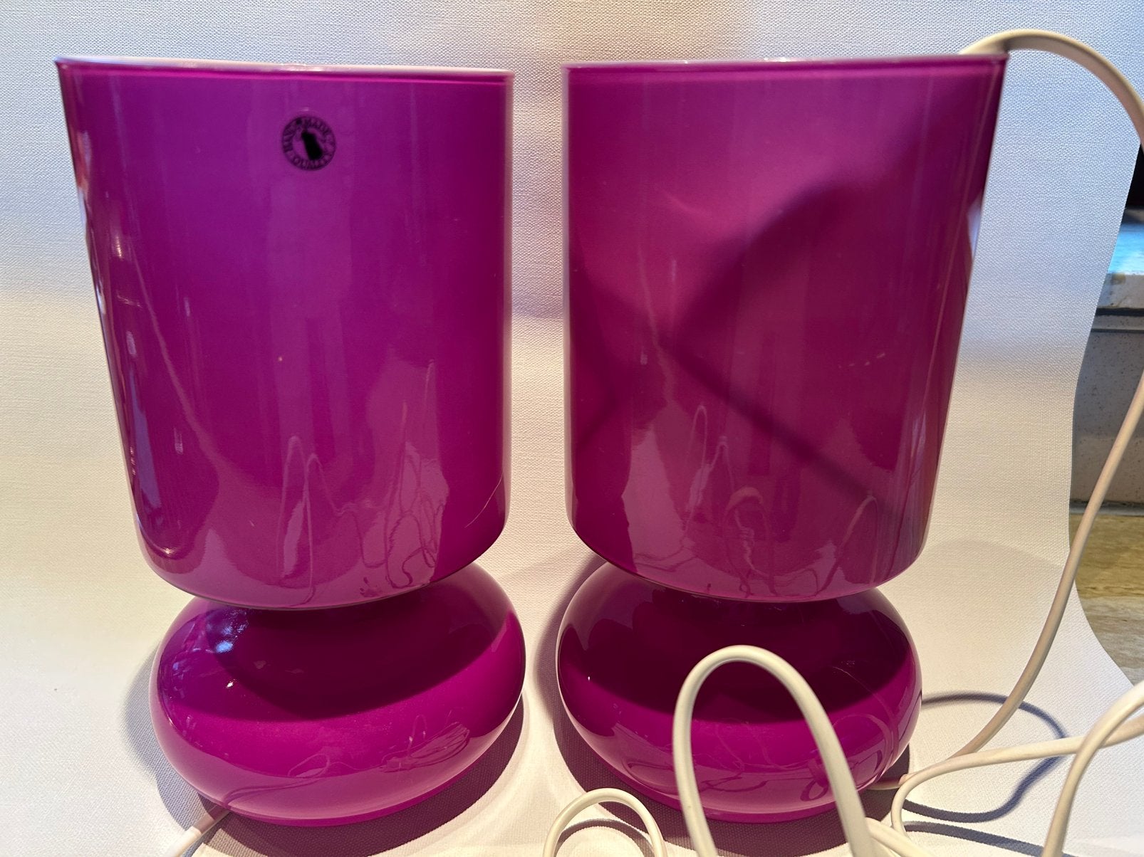 2 IKEA Lykta mushroom fuchsia tafellampen - vintage ‘90s, 25 cm, E14 (klein), Ophalen of Verzenden, IKEA
