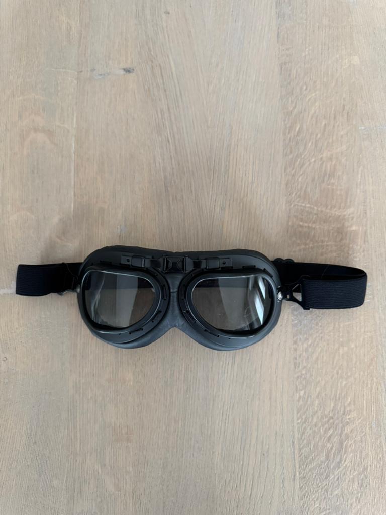 Retro motorbril zwart, Ophalen