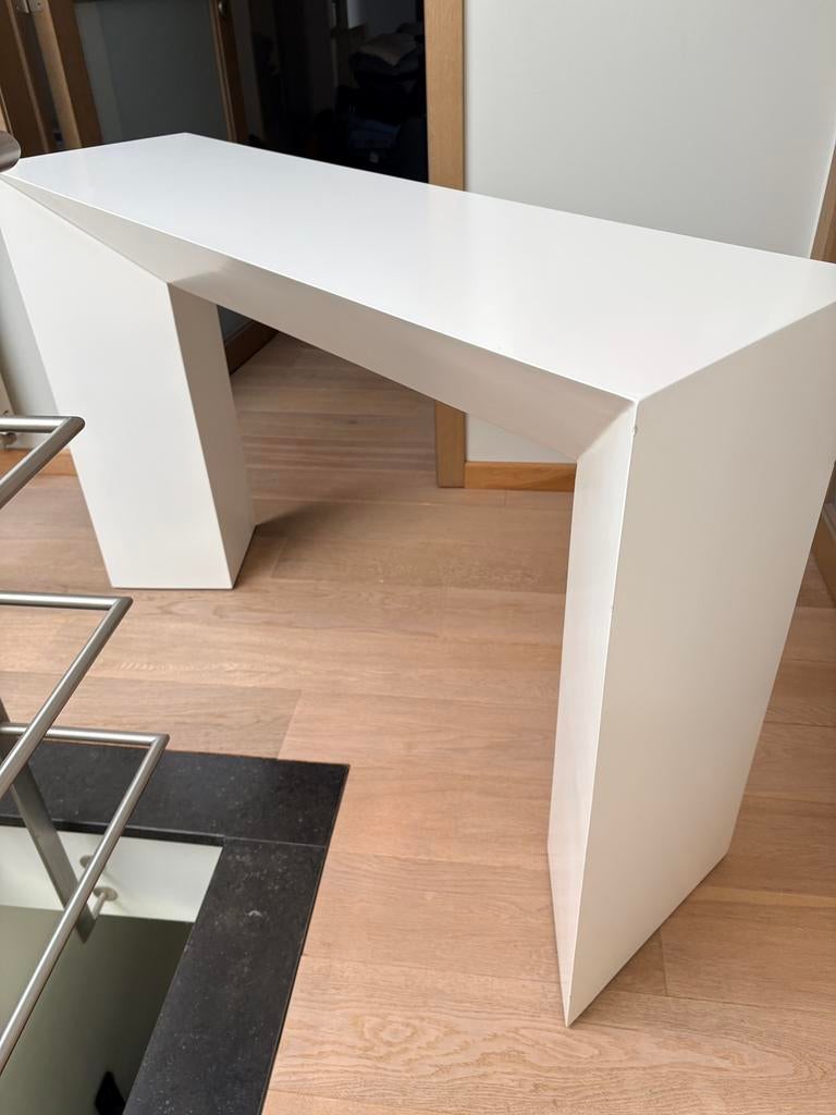 Witte Moderne Consoletafel, Huis en Inrichting, Tafels | Sidetables, Ophalen, Kunststof, Gebruikt, 100 tot 150 cm