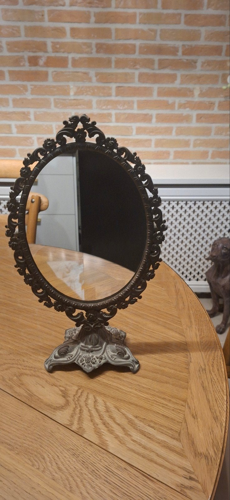 spiegel vintage, Antiek en Kunst, Ophalen, Ovaal