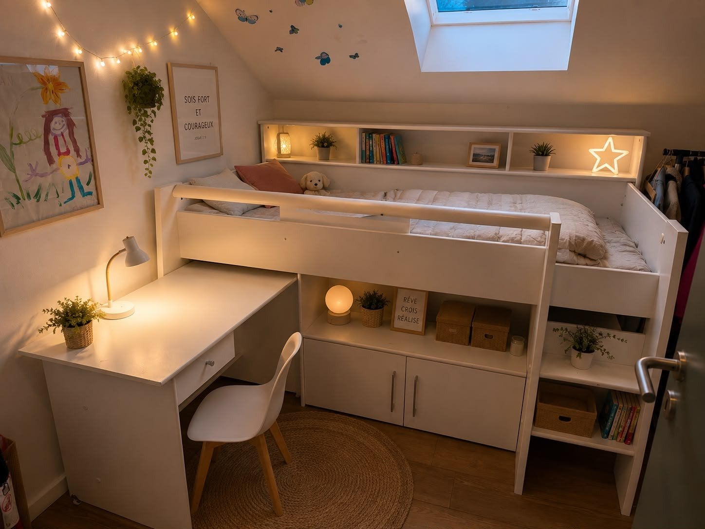 Lit mezzanine blanc pour enfant, Enlèvement, Lit mezzanine