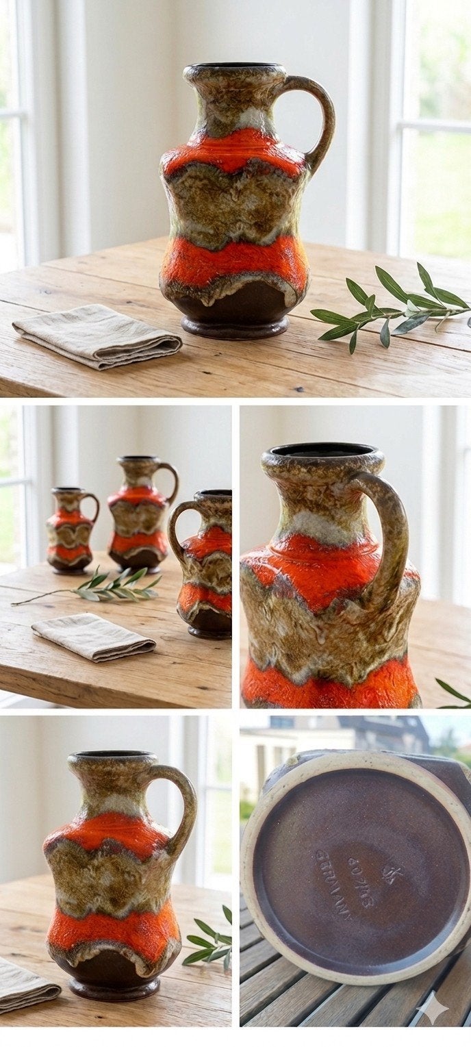 Vase en poterie vintage ouest-allemand — Fat Lava 607/45 — M, Enlèvement