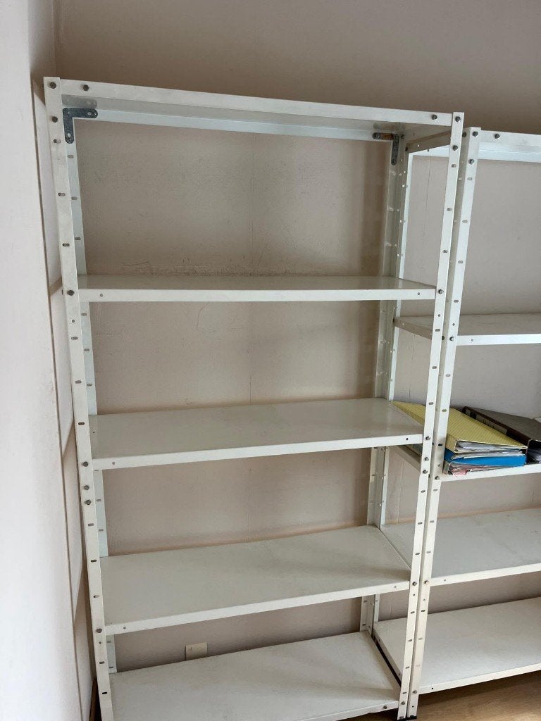 Witte Metalen Magazijn- / Stellingkast, Enlèvement, Utilisé
