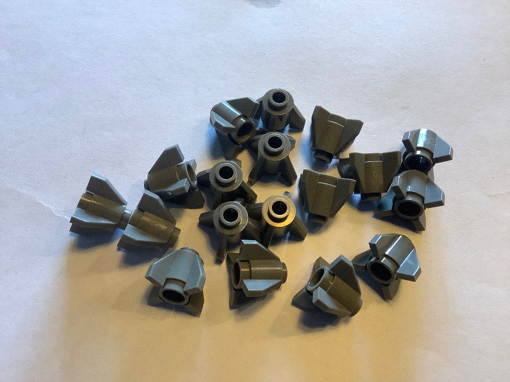 Lego Brick, Round 1 x 1 with Fins dark gray 17 st / 10-1, Ophalen of Verzenden, Zo goed als nieuw, Losse stenen, Lego
