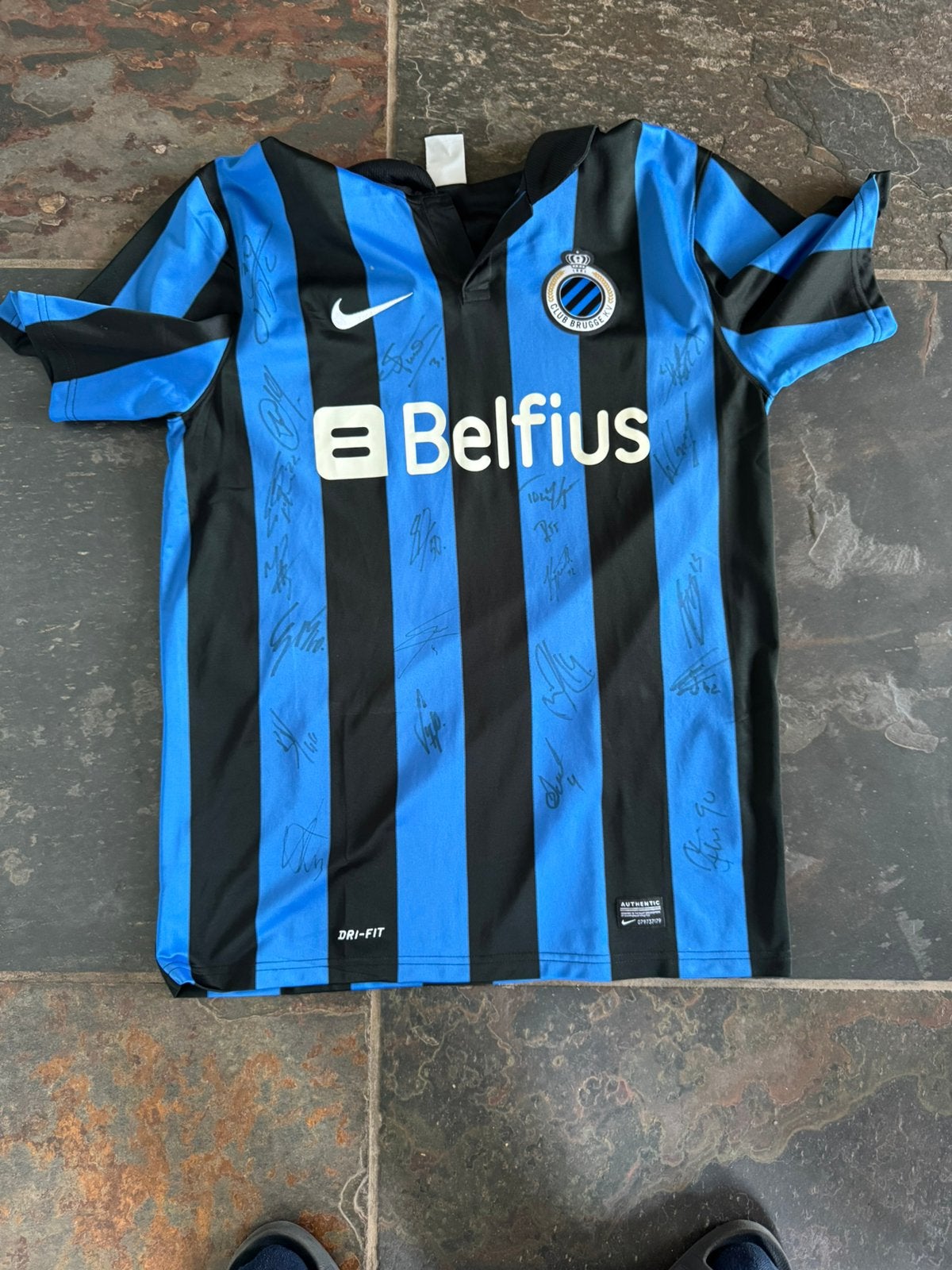 volledige ploeg gesigneerd Authentiek Club Brugge 2013 -2014, Sport en Fitness, Maat L, Ophalen, Nieuw, Shirt