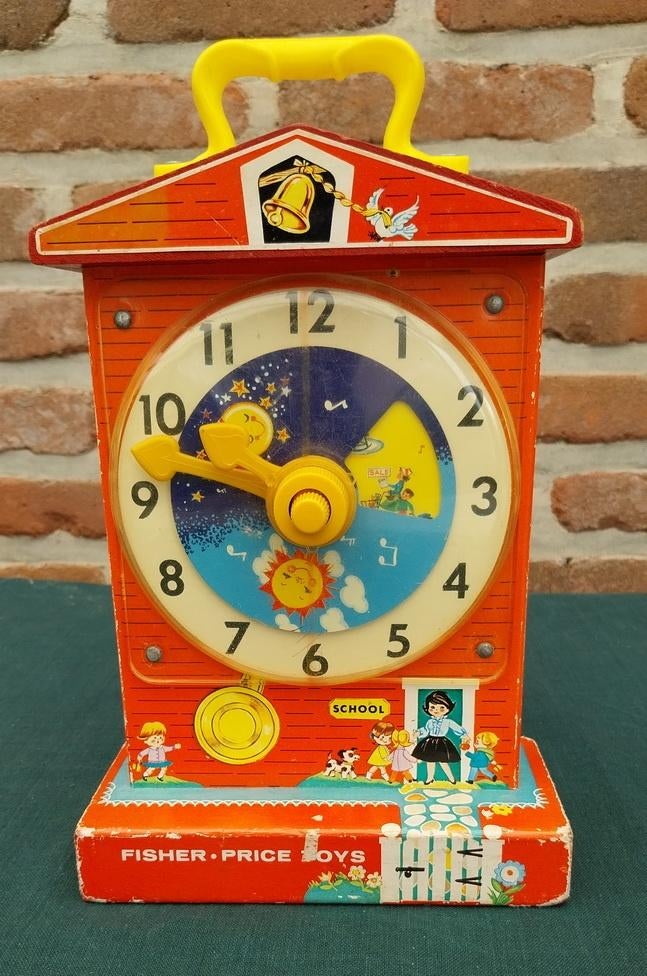 Fisher-Price vintage music box teaching clock  #998, Enlèvement ou Envoi