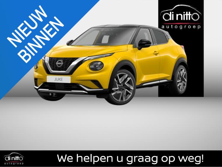Nissan Juke Hybrid 143 N-DESIGN 5-deurs 4AMT, Auto's, Stof, 4 cilinders, Geel, Bedrijf