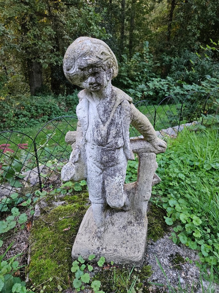 Jeune garçon à la cruche en pierre, Jardin & Terrasse, Enlèvement, Utilisé, Pierre, Homme