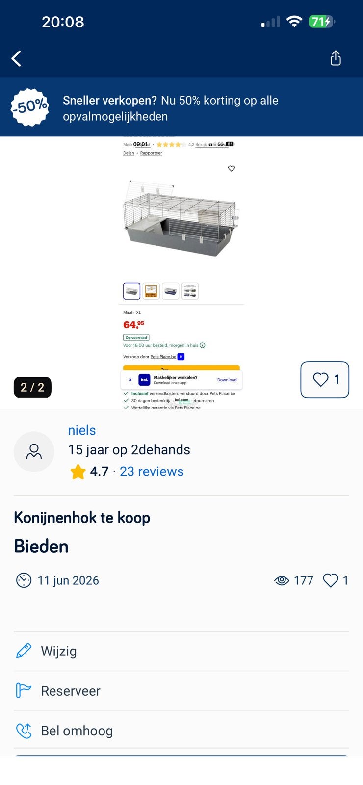 Konijnenhok te koop, Dieren en Toebehoren, Ophalen, Zo goed als nieuw