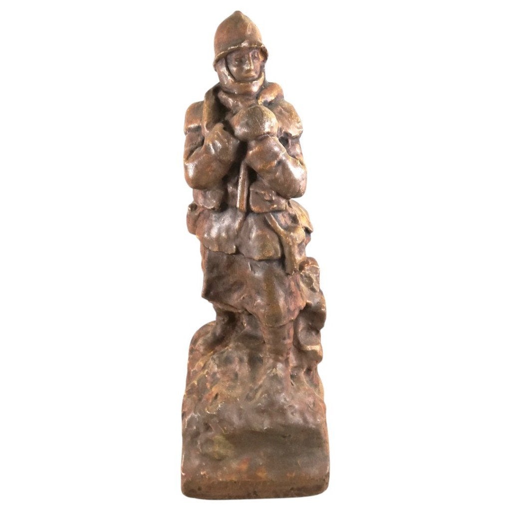 Gipsen standbeeld Franse soldaat 'Poilu' 1914-1918, Verzamelen, Ophalen of Verzenden, Landmacht, Kunstobject