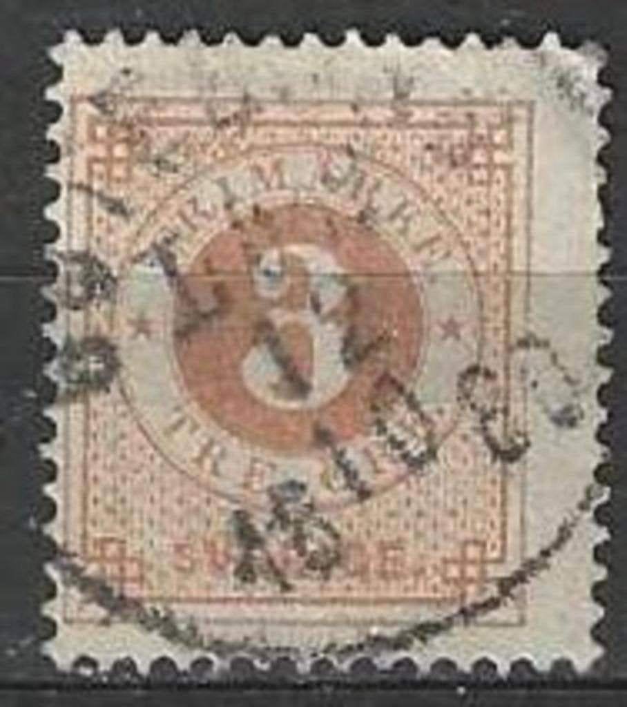 Zweden 1872/1885 - Yvert 16 A - Cijfer in cirkel - 3 ore(ST), Verzenden, Zweden, Gestempeld