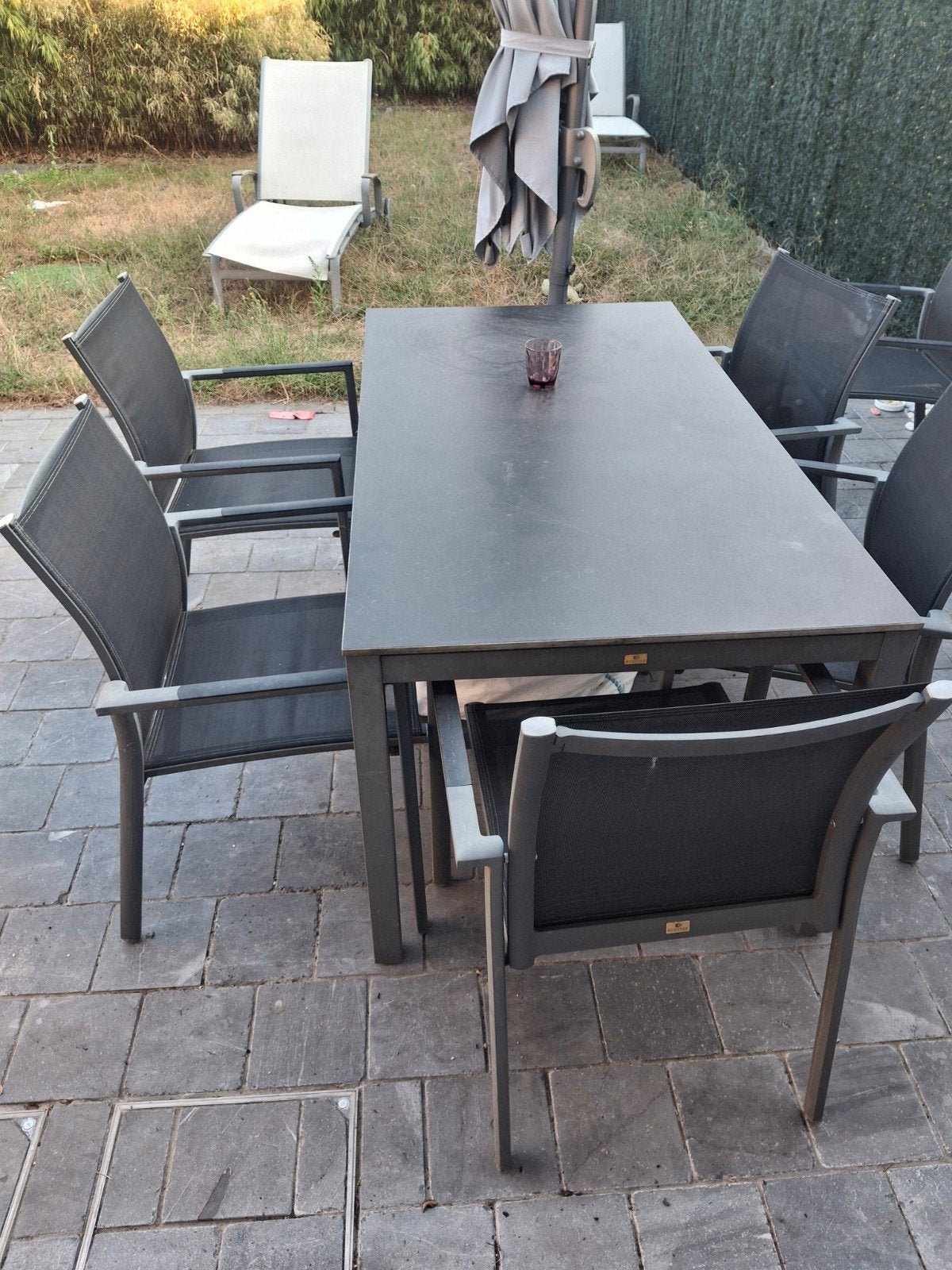 gloster tuinset tafel en 6 stoelen "Azore", Jardin & Terrasse, Enlèvement, Salons de jardin