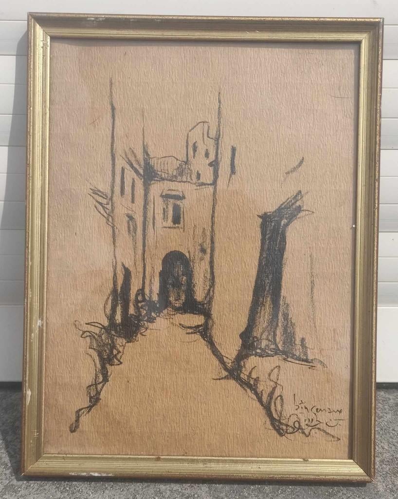 Fusain Signe ben genaux, Antiquités & Art, Art | Dessins & Photographie, Enlèvement ou Envoi