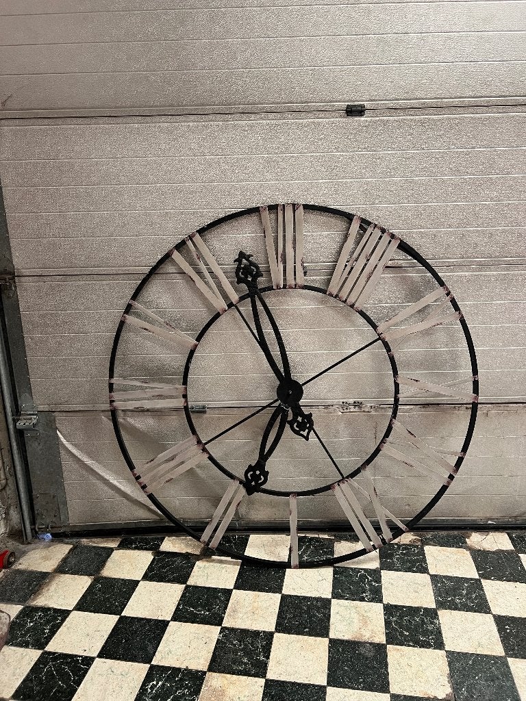 Grande horloge de décoration en métal, Noir, Industriel, Enlèvement, Utilisé