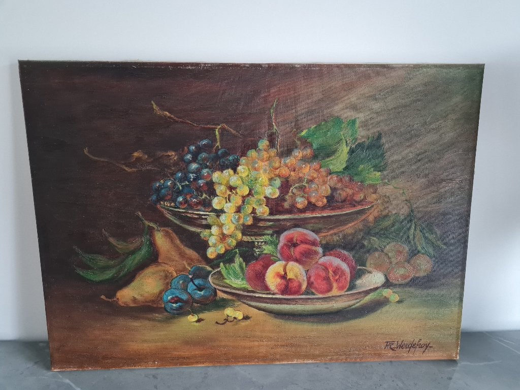 zeer mooi schilderij op doek - stilleven, Ophalen of Verzenden, Stilleven, Doek