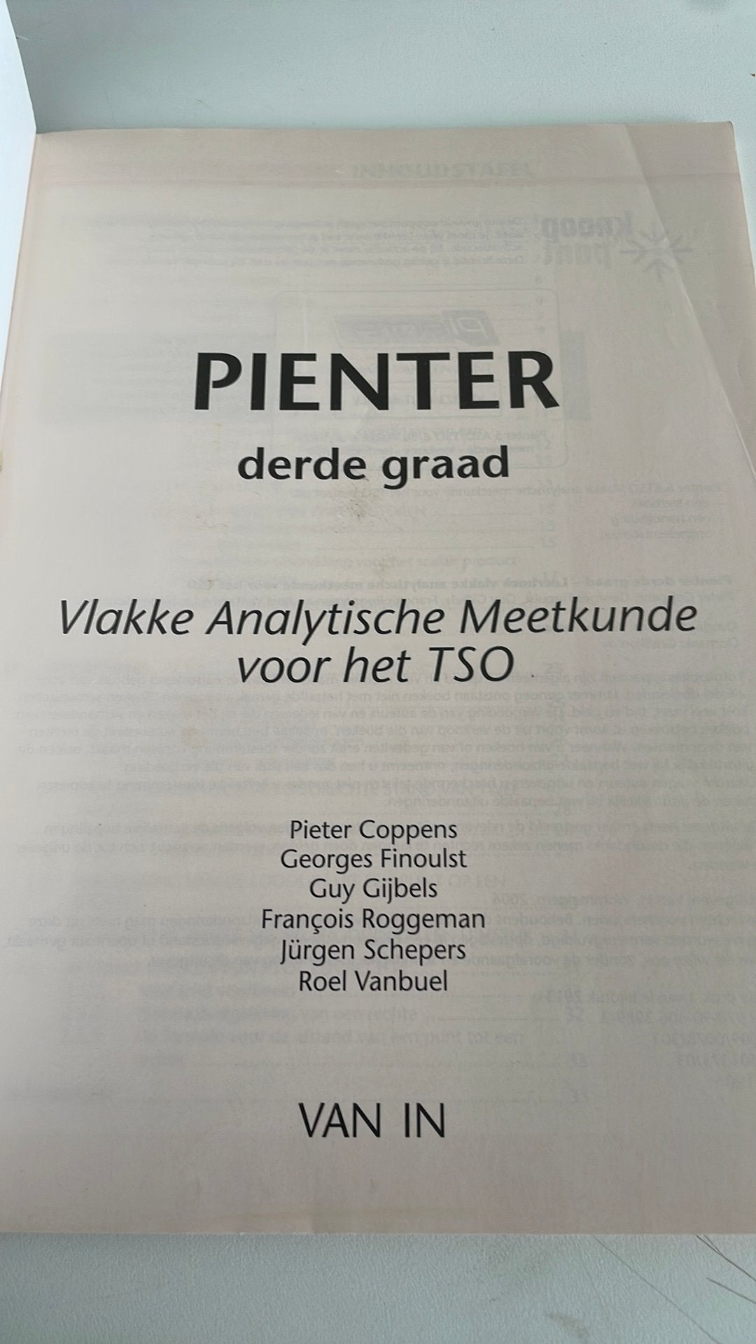 Manuel de géométrie analytique planaire Pienter 6 TSO - 6/8u, Enlèvement ou Envoi, Comme neuf, Secondaire, Néerlandais