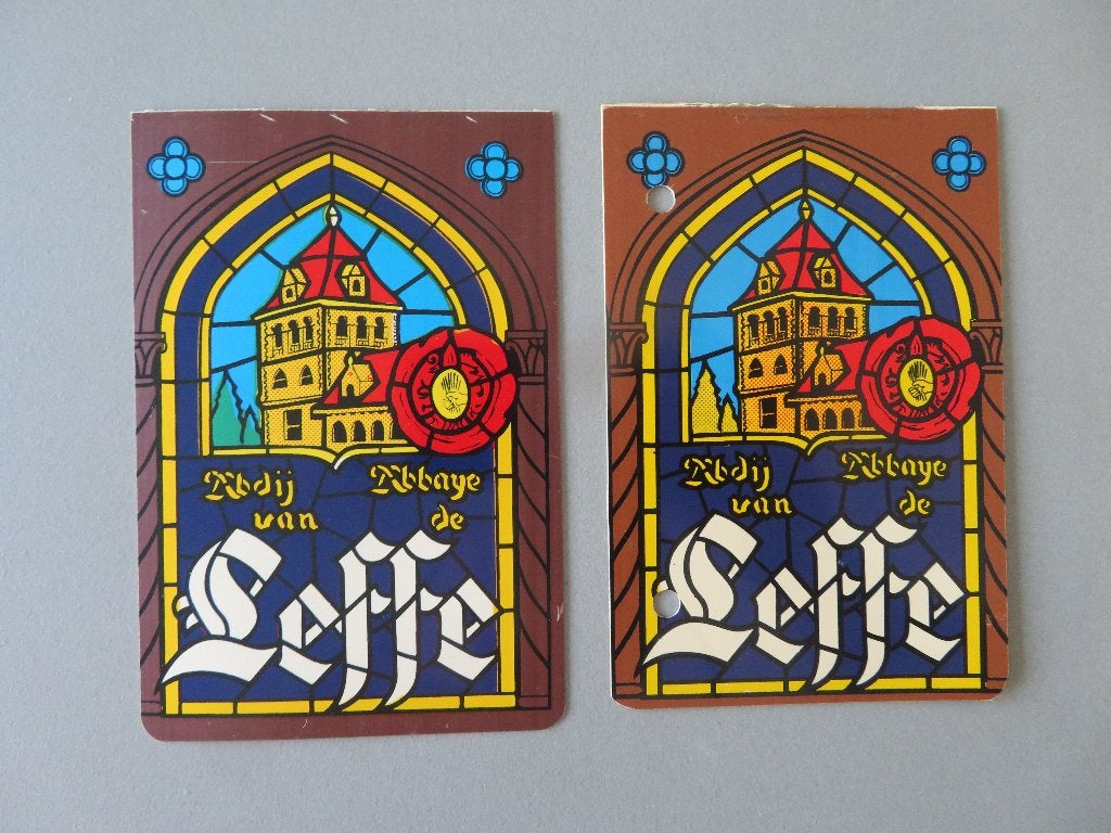 2 x reclame plastic Abdij van Leffe Ned en Frans, Ophalen of Verzenden, Zo goed als nieuw, Overige typen, Leffe
