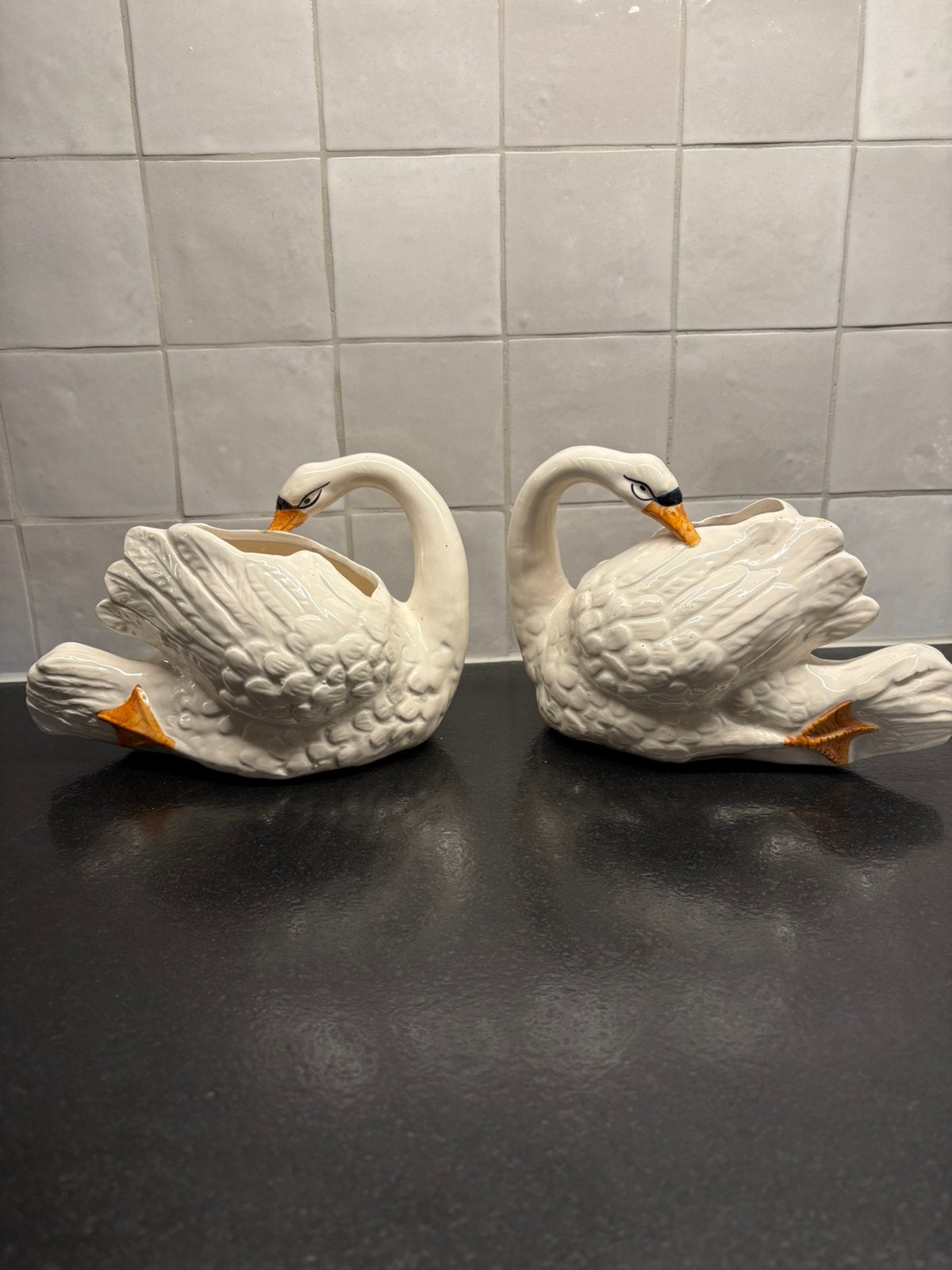Vintage zwaantjes koppel keramiek merktekens, Antiek en Kunst, Ophalen of Verzenden