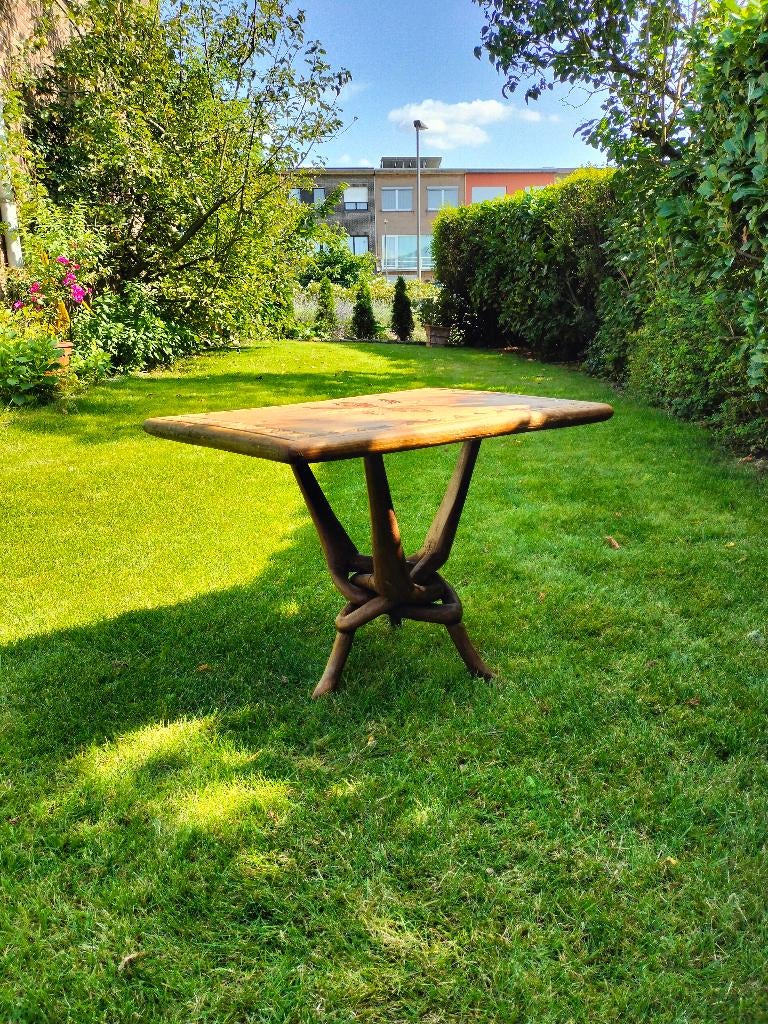 meubelen, Maison & Meubles, 55 à 75 cm, Handgemaakte tafeltjes uit tropisch hardhout, Enlèvement, Rectangulaire