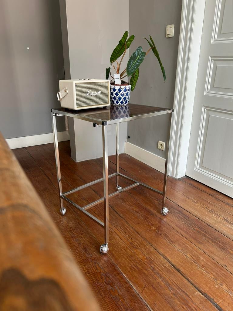 Vintage Caddie chroom & palissander trolley/bijzettafel, Antiek en Kunst, Ophalen
